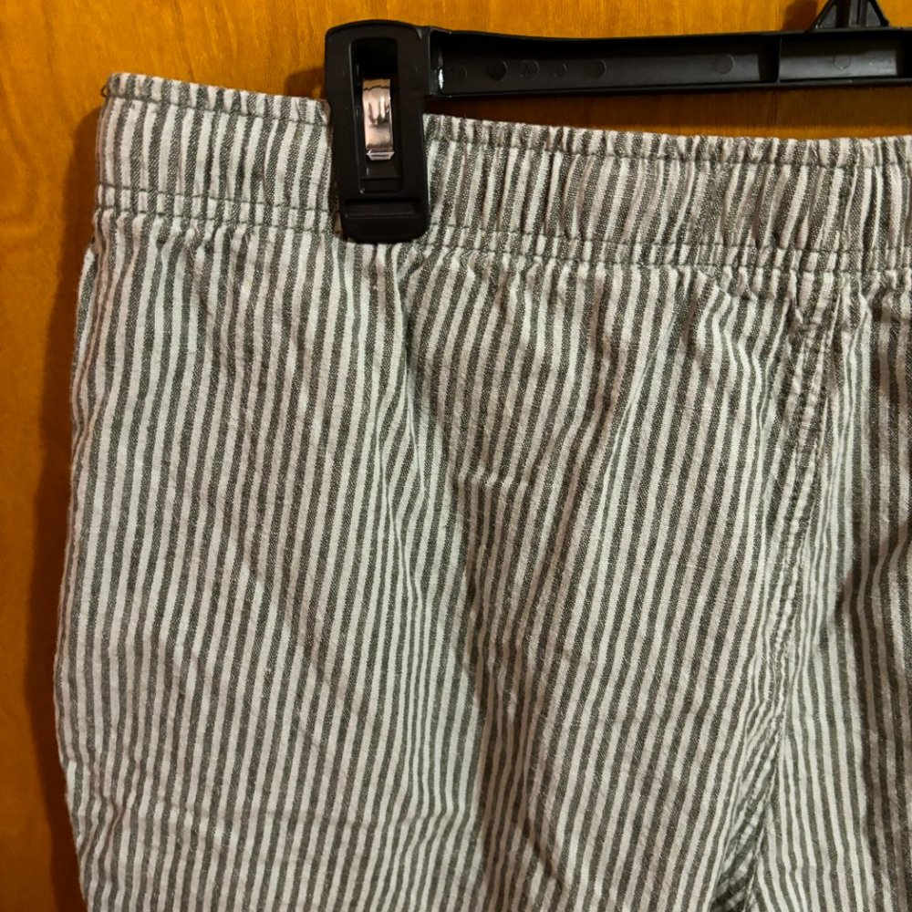 Old Navy Linen Shorts Jogger Medium Stripe Pockets 7" Inseam Draw‎ String Waist - Picture 9 of 12